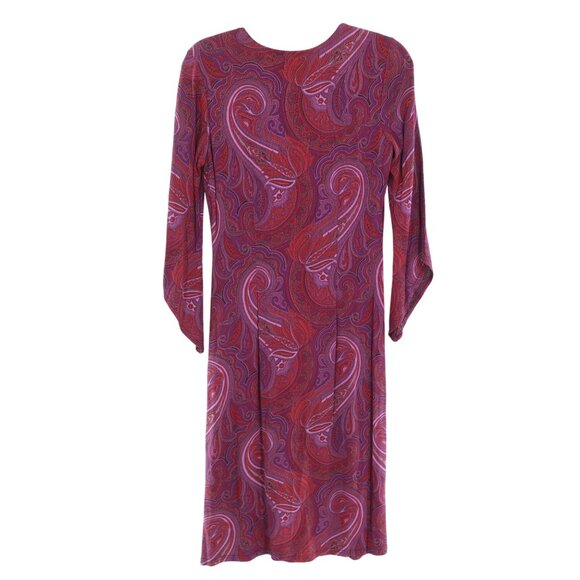 Laundry Paisley Dress Womens 8 Purple Red Officecore Whimsigoth 70s Witchy Gypsy - Picture 2 of 10